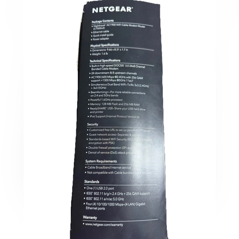 Netgear Nighthawk AC1900 Wifi Cable Modem & Router In One (C7000) great cond - Picture 5 of 10